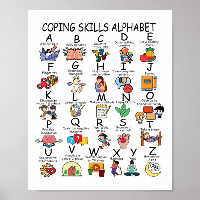 Health Coping Skills Alphabet School Teacher Kids  Poster (Front)