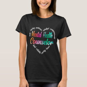 Health Counsellor Heart Word Cloud Watercolor Rain T-Shirt