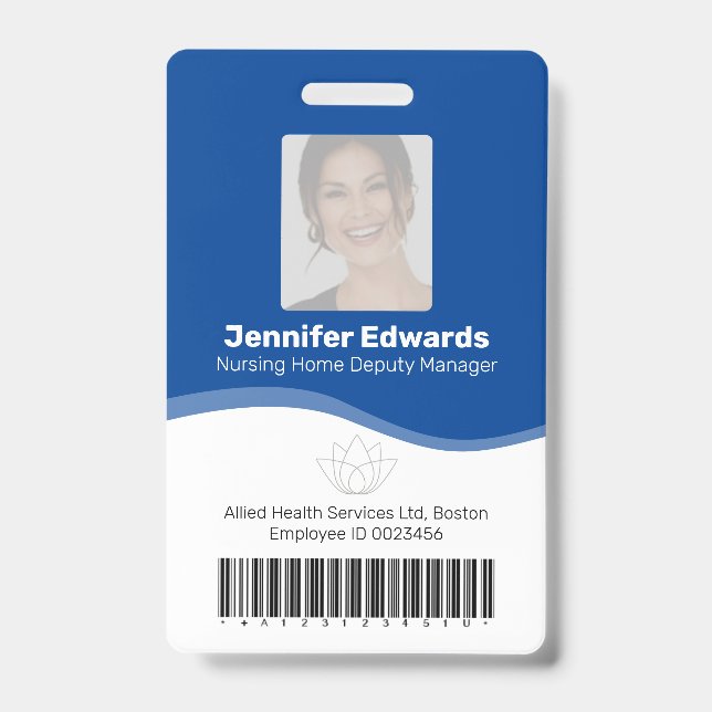 Health essential employee identification photo ID Badge (Front)