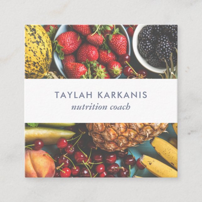 Health Field Fresh Colourful Fruit Square Square Business Card (Front)