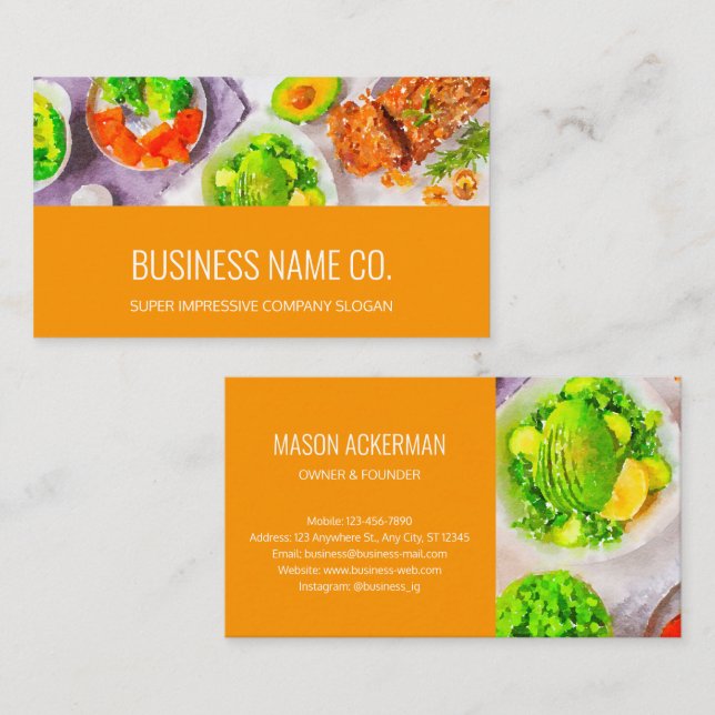 Health / Food Business Cards / Orange BG (Front/Back)