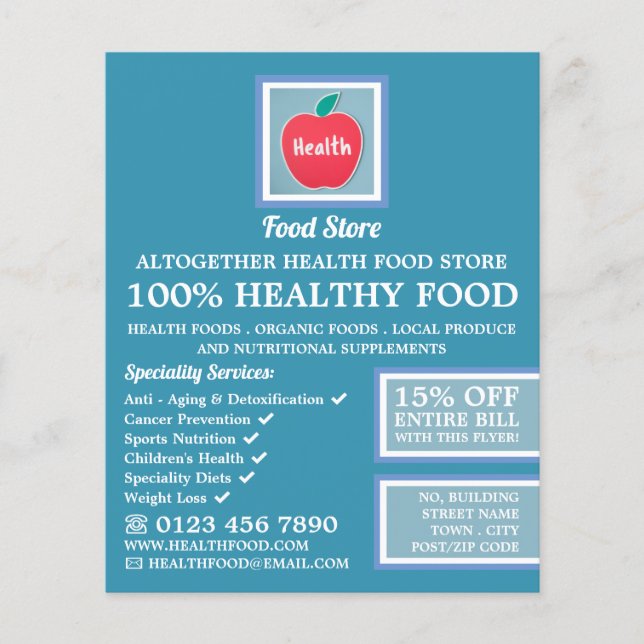 Health Food Store Logo Advertising Flyer (Front)