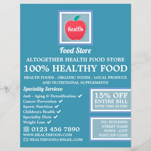 Health Food Store Logo Advertising Flyer (Front)