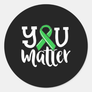 Health For Women You Problem Green Ribbon Classic Round Sticker