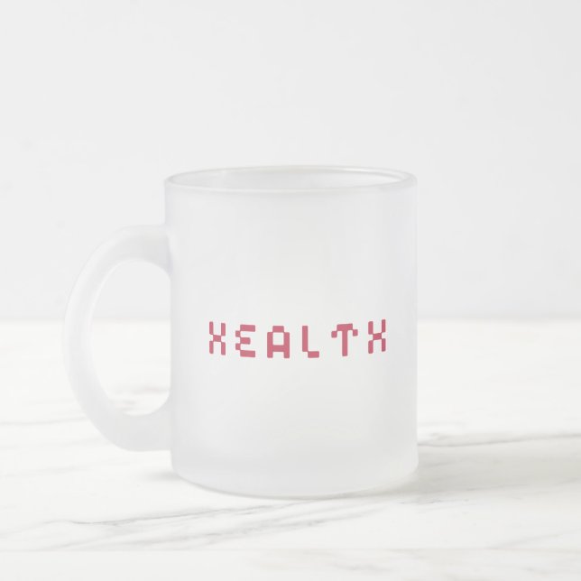 Health gamer frosted glass coffee mug (Left)