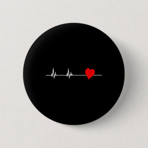 Health Heart Disease Awareness Heartbeat Women 6 Cm Round Badge