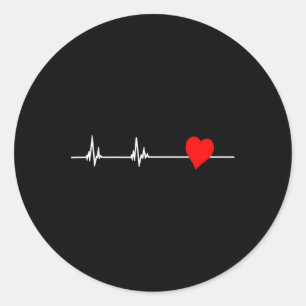 Health Heart Disease Awareness Heartbeat Women  Classic Round Sticker