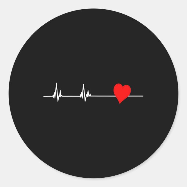 Health Heart Disease Awareness Heartbeat Women  Classic Round Sticker (Front)