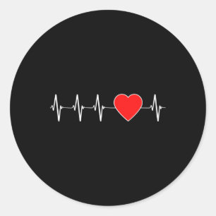 Health Heartbeat Ekg Red Heart Disease Awareness M Classic Round Sticker