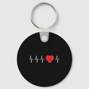 Health Heartbeat Ekg Red Heart Disease Awareness M Key Ring
