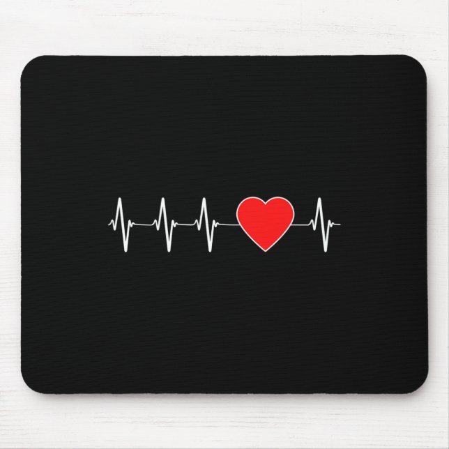 Health Heartbeat Ekg Red Heart Disease Awareness M Mouse Mat (Front)