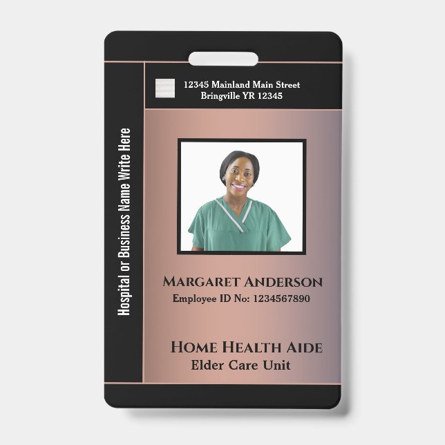 Health Hospital Worker ID Identification Card  Badge (Front)