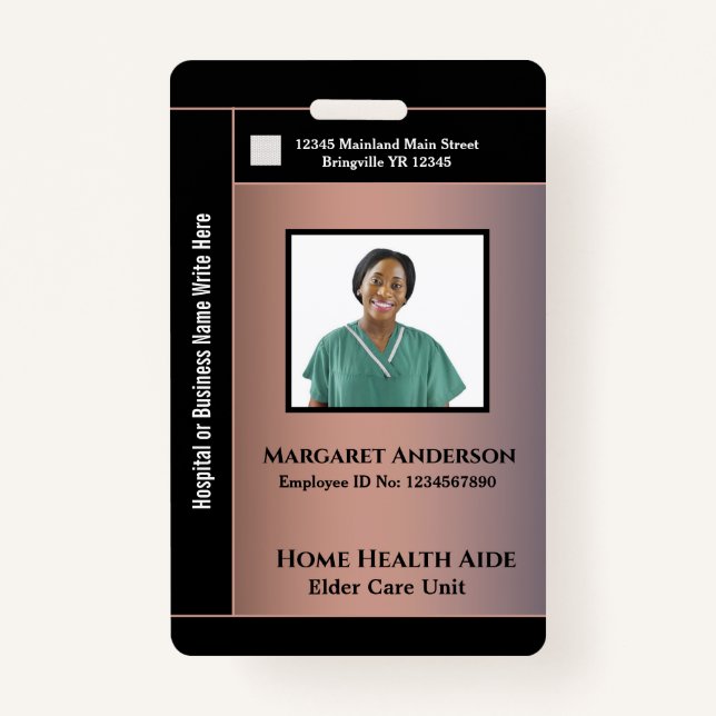 Health Hospital Worker ID Identification Card  ID Badge (Front)
