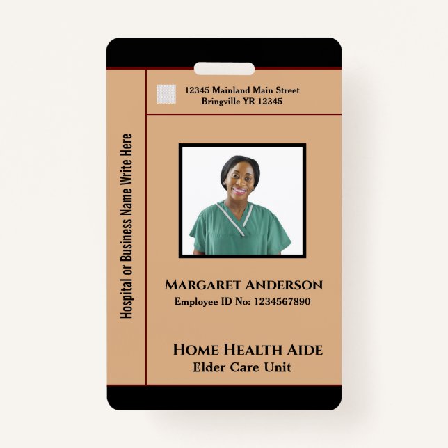 Health Hospital Worker ID Identification Card ID Badge (Front)