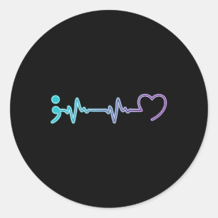 Health Illness Heartbeat Suicide Prevention  Classic Round Sticker