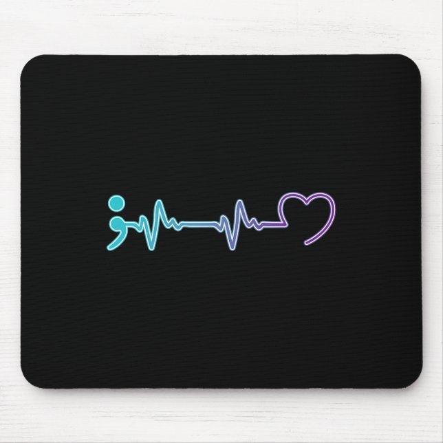 Health Illness Heartbeat Suicide Prevention  Mouse Mat (Front)