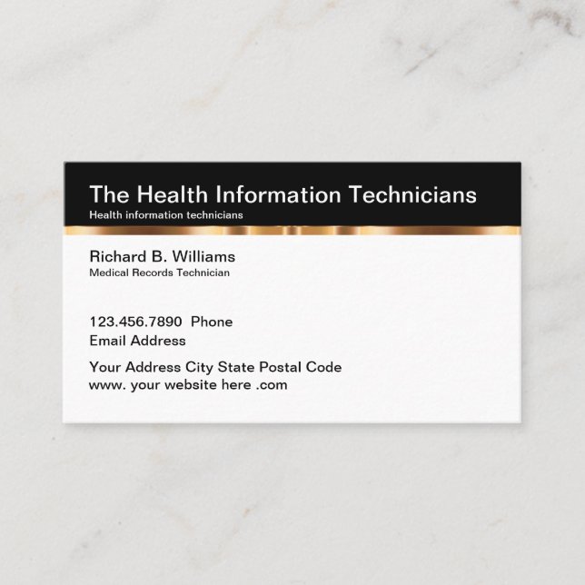Health Information Technician Business Card (Front)