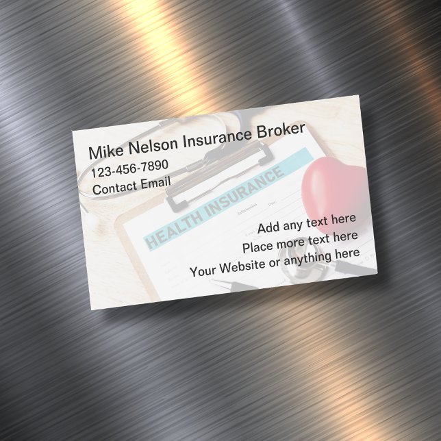Health Insurance Broker Modern  Magnetic Business Card (Creator Uploaded)