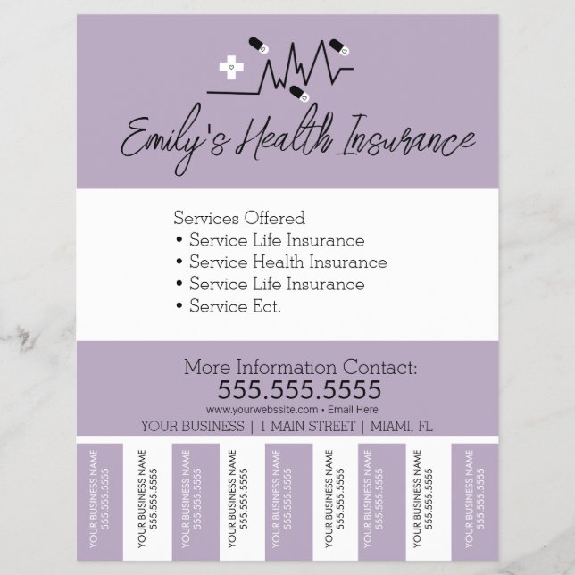 Health Insurance Life Nurse Tear Off Business B Flyer (Front)