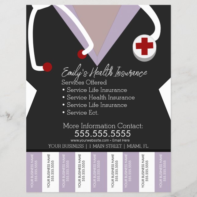Health Insurance Life Nurse Tear Off Business E Flyer (Front)