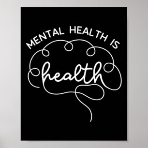 Health Is Health Cute Brain Mental Health Awarenes Poster