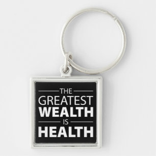 Health Is Wealth, Workout Gym Inspirational Key Ring