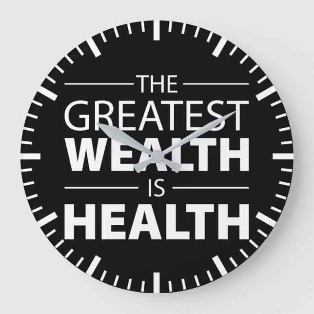 Health Is Wealth, Workout Gym Inspirational Large Clock (Front)