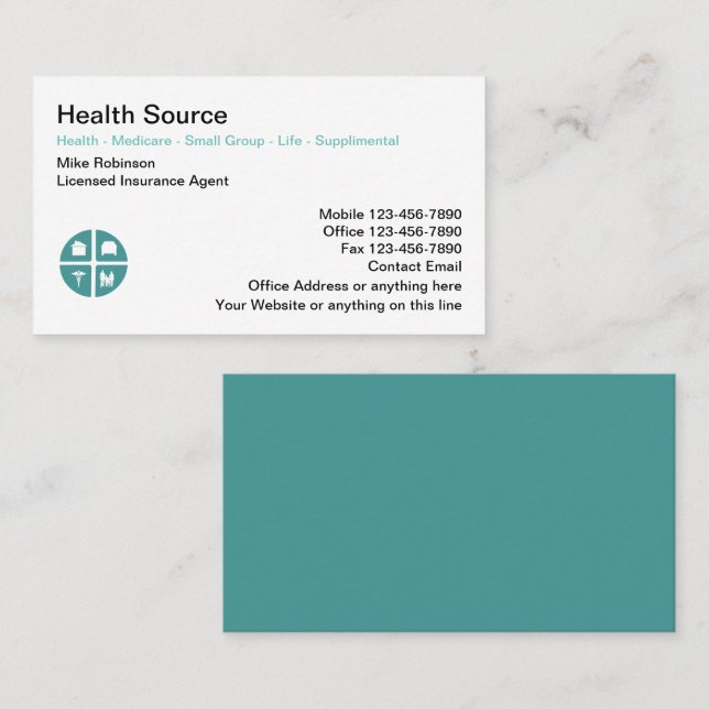 Health Life Medical Insurance Business Cards (Front/Back)