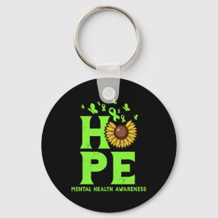 Health Lime Green Hope Vintage Sunflower Awareness Key Ring