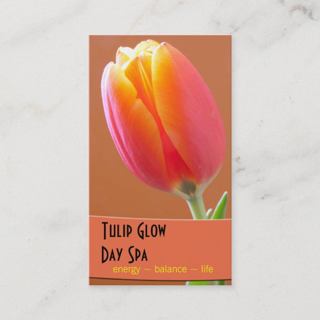 Health Massage Spa Salon Floral Orange Tulip Appointment Card (Front)