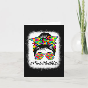 Health Messy Bun Women Supporting Autism Awareness Card