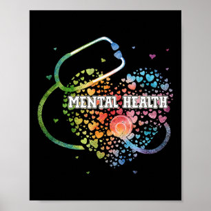 Health Nurse Watercol Love Heart Scrub Stethoscope Poster