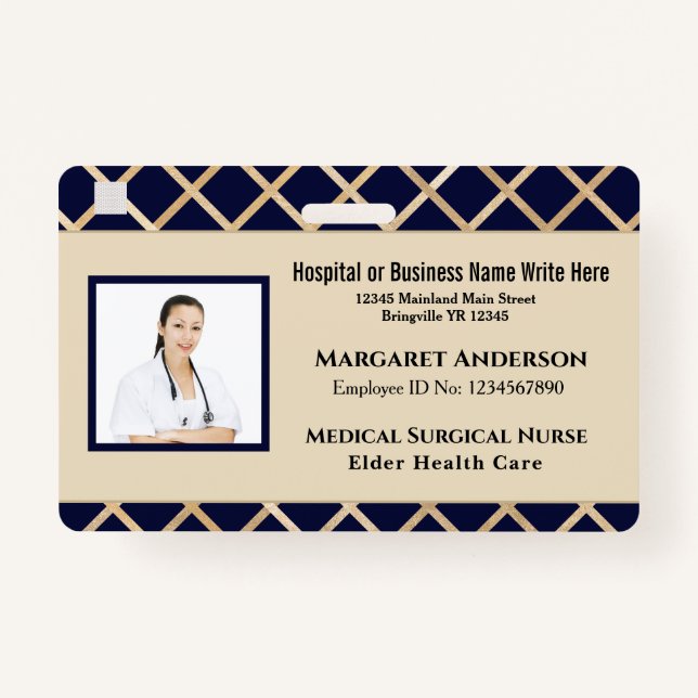 Health Nurse Worker ID Identification Card Custom ID Badge (Front)