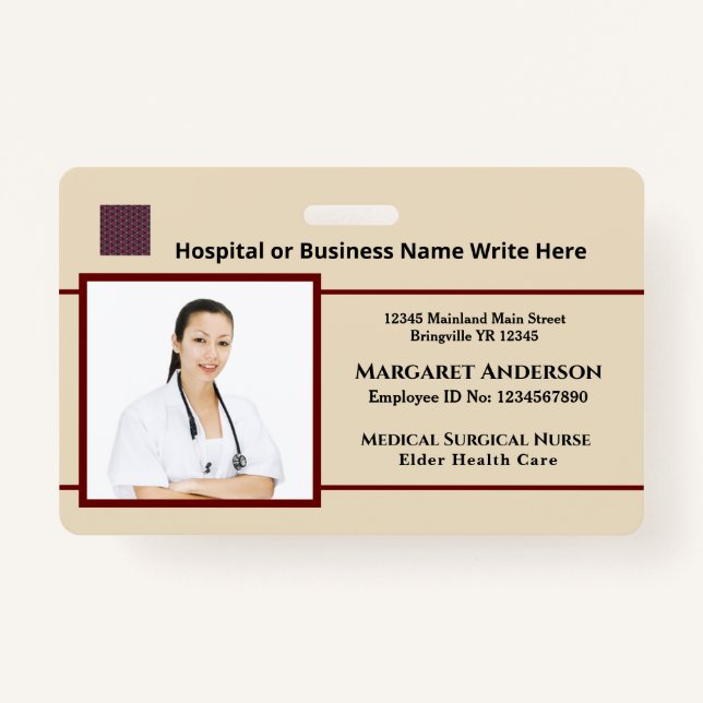 Health Nurses Hospitals Service Custom Photo ID ID Badge (Front)