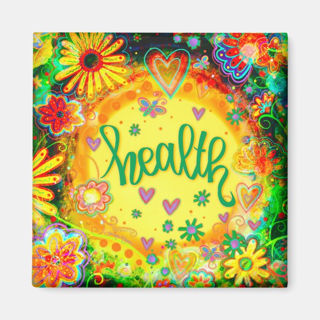 Health Pretty Colourful Flowers Modern Inspirivity Magnet (Front)