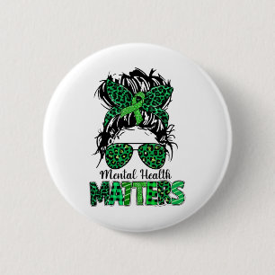 Health Problems Awareness Messy Bun Woman Emotion 6 Cm Round Badge