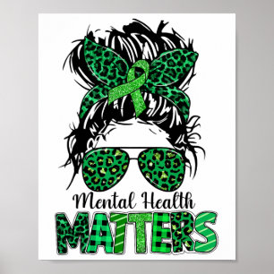 Health Problems Awareness Messy Bun Woman Emotion Poster