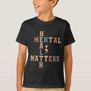 Health Problems Awareness Semicolon Boys Girls Ret T-Shirt
