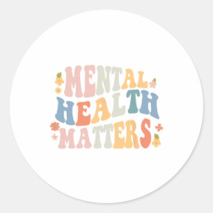 Health Problems Be Kind Groovy Retro Mental Awaren Classic Round Sticker