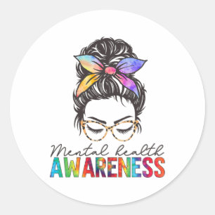 Health Problems Brain Illness Mental Health Awaren Classic Round Sticker