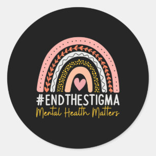 Health Problems End The Stigma Rainbow Boho  Classic Round Sticker