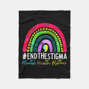 Health Problems End The Stigma Rainbow Boho Fleece Blanket