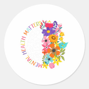 Health Problems Floral Human Brain Illness Awarene Classic Round Sticker