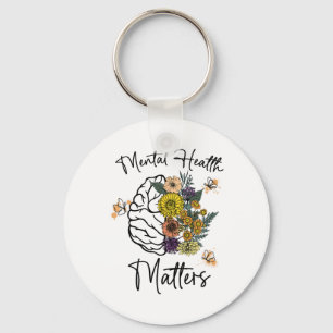 Health Problems Flower Brain Mental Health Awarene Key Ring