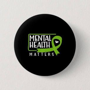 Health Problems Green Ribbon Mental Health Awarene 6 Cm Round Badge