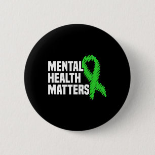 Health Problems Green Ribbon Mental Health Awarene 6 Cm Round Badge