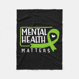 Health Problems Green Ribbon Mental Health Awarene Fleece Blanket