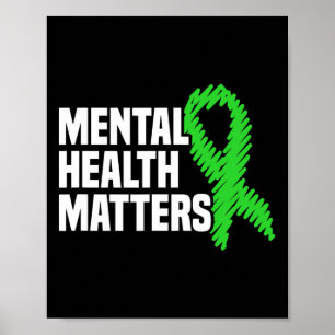 Health Problems Green Ribbon Mental Health Awarene Poster