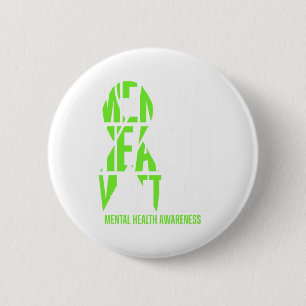 Health Problems Green Ribon Mental Health Awarenes 6 Cm Round Badge