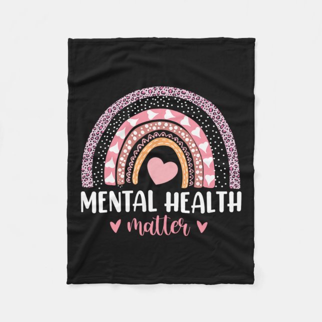 Health Problems Leopard Heart Pink Rainbow Awarene Fleece Blanket (Front)